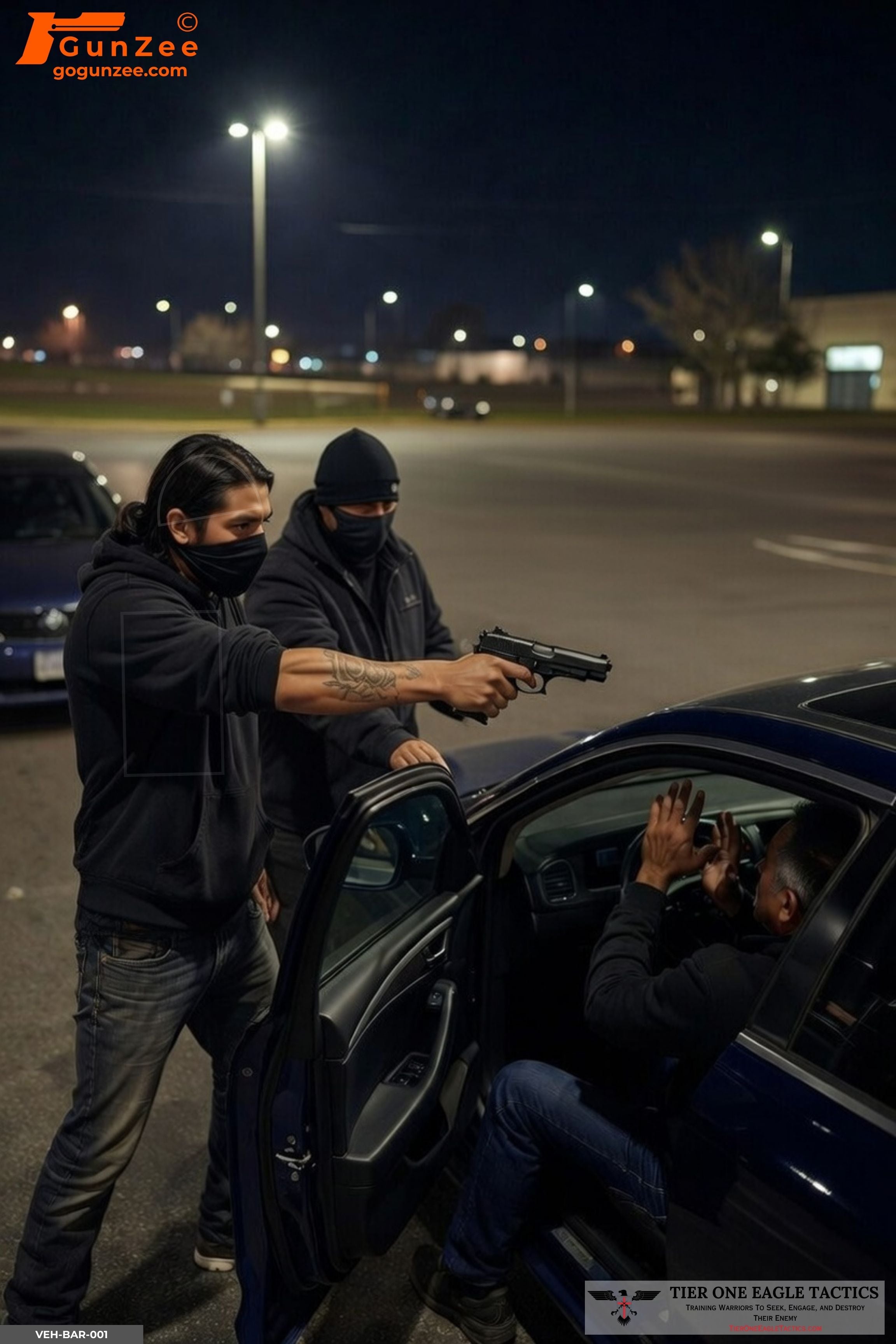 Vehicle barrier carjacking confrontation scenario shooting target