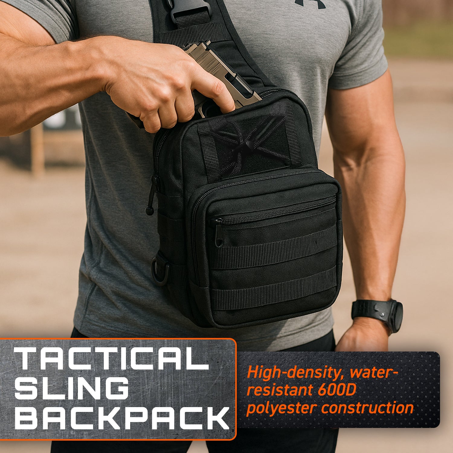 Heavy Duty Tactical Sling Backpack – Water-Resistant MOLLE Single-Strap Pack with Multiple Compartments for Military, Hiking & Outdoor Gear