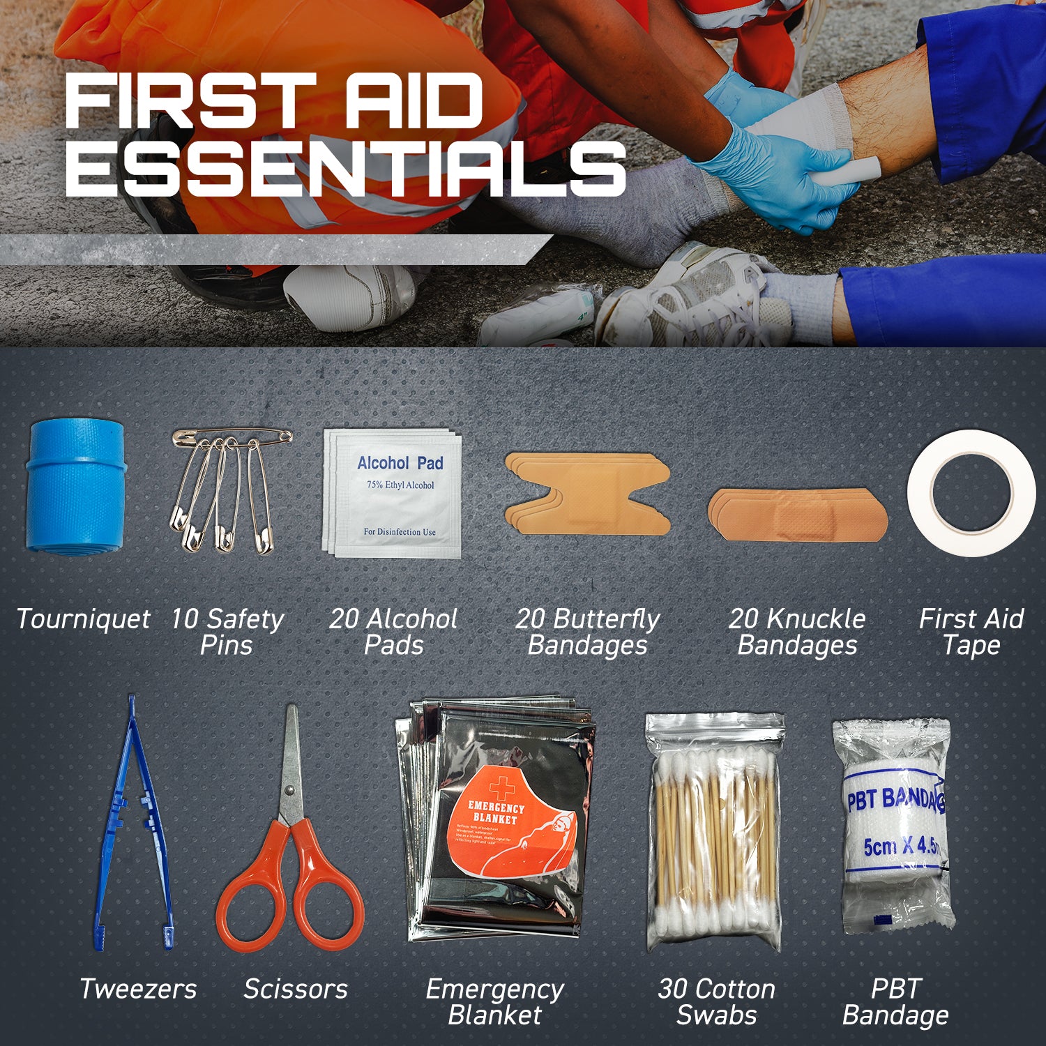 Survival Kit, 175Pcs Survival Gear First Aid Kit with Molle System Compatible Bag