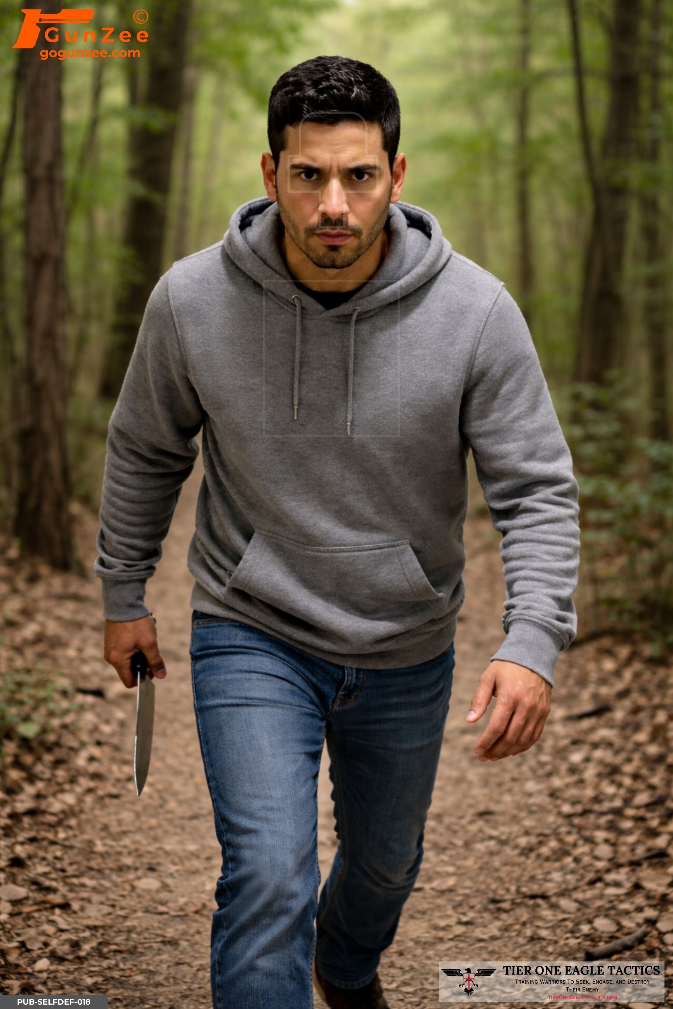 Forest Trail Advancing Knife Threat Shooting Target