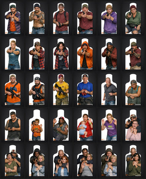 30 GunZee E-backer targets, one of each: armed gunmen, carbines, no-shoot and hostage scenes