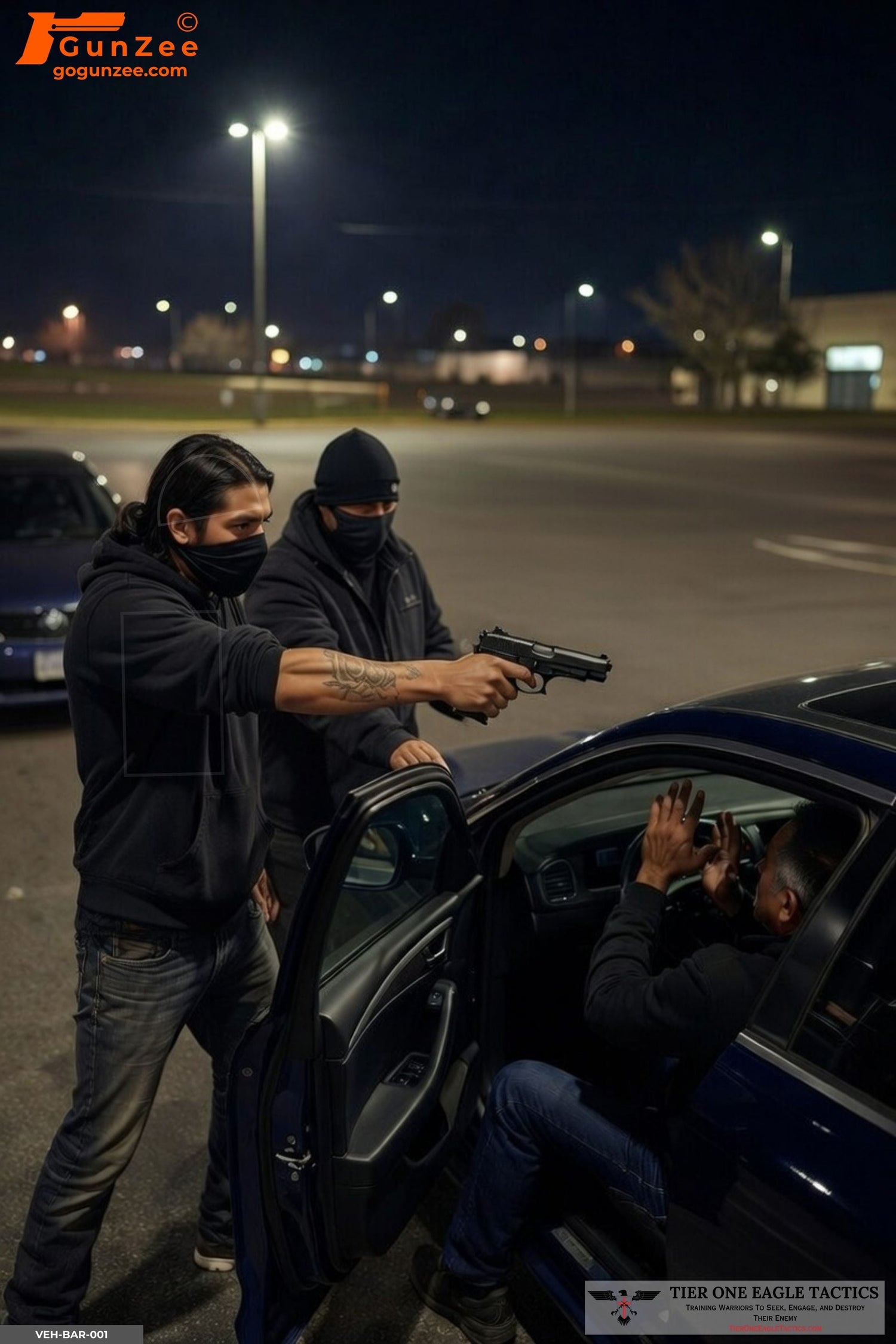 Vehicle barrier carjacking confrontation scenario shooting target