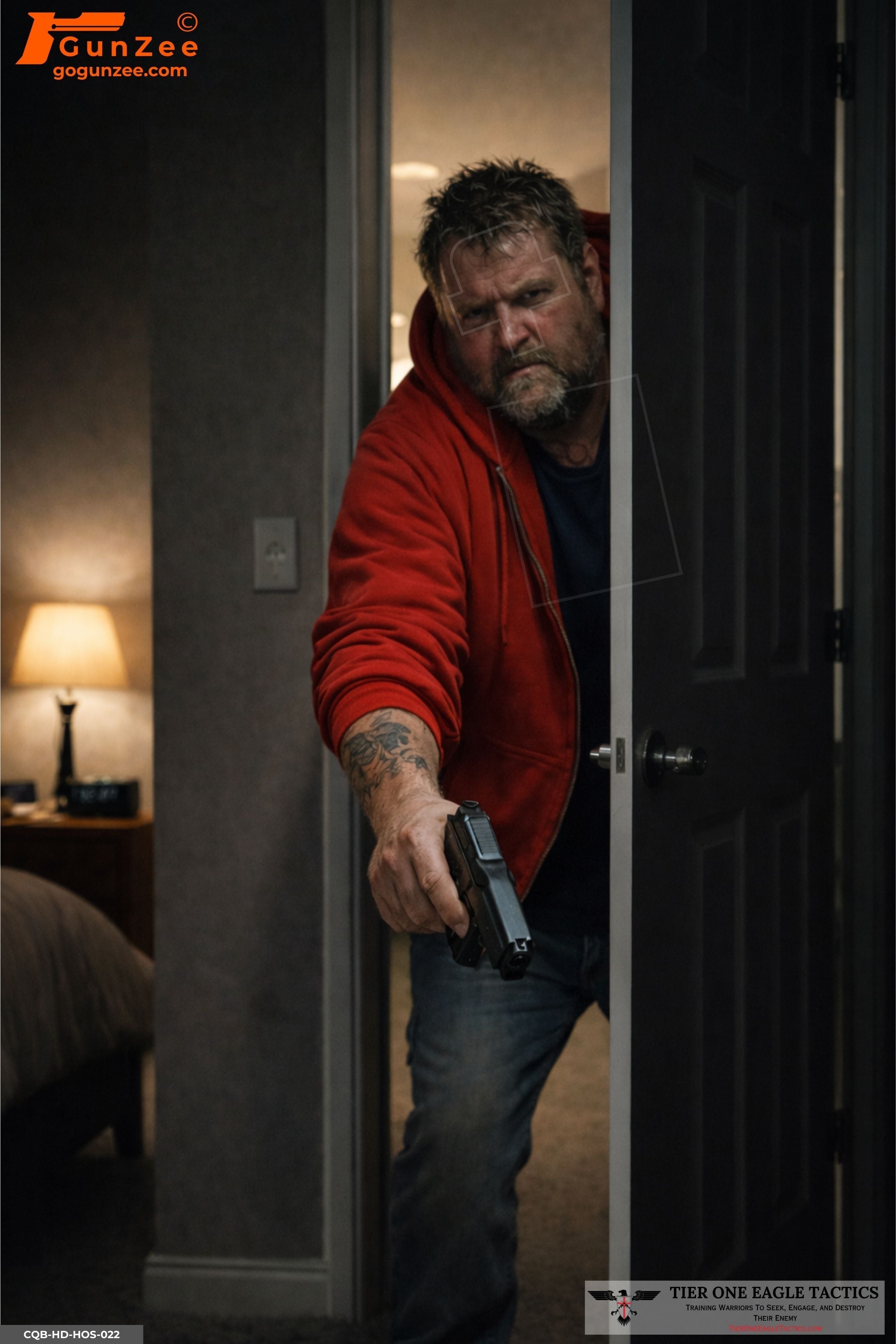 Armed Bedroom Doorway Entry with Partial Exposure Shooting Target [24" x 36"] — included in the 150-Target Training Pack