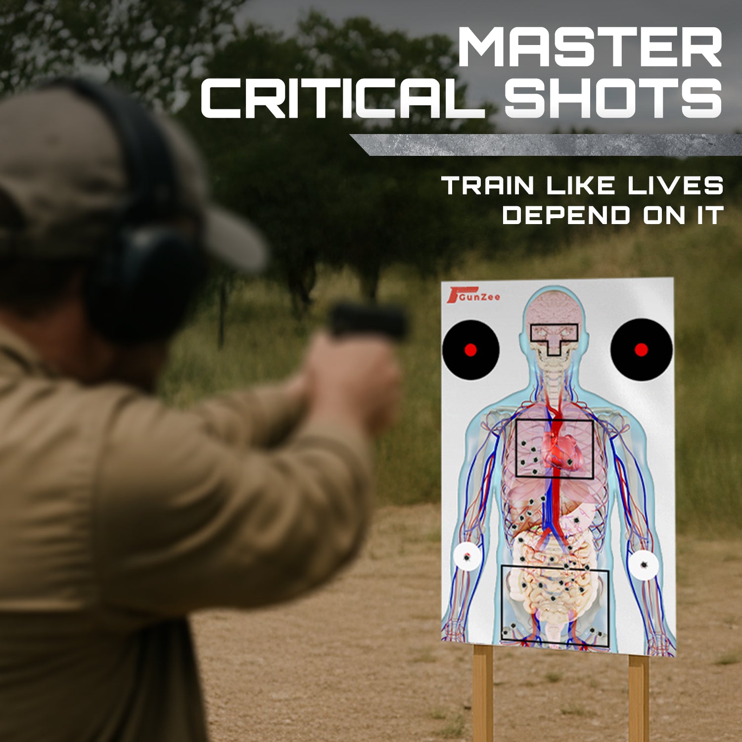 Anatomical Shooting Targets 22"x34" – Paper Range Targets for Handgun, Rifle & Airsoft Practice – 25 Pack