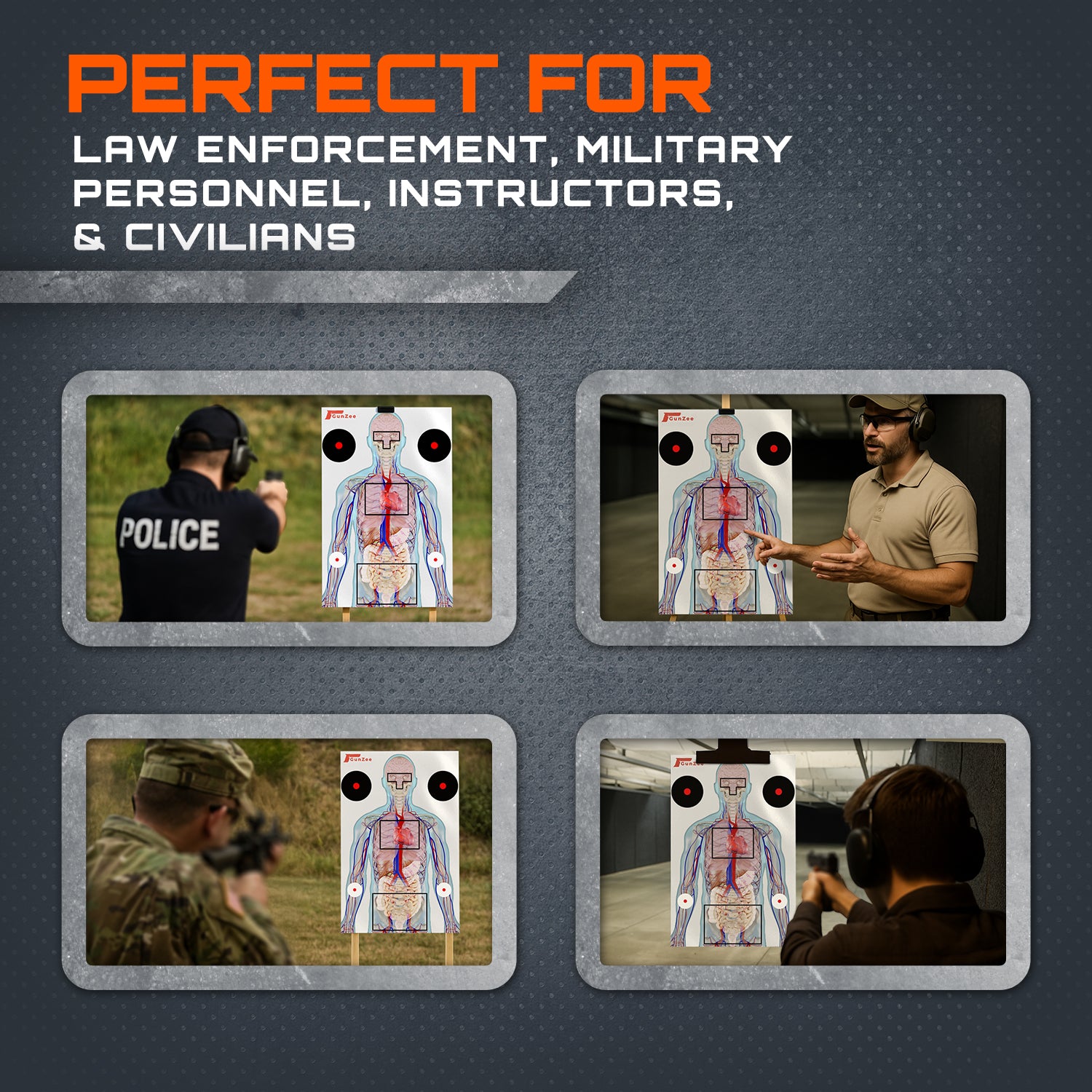 Anatomical Shooting Targets 22"x34" – Paper Range Targets for Handgun, Rifle & Airsoft Practice – 25 Pack