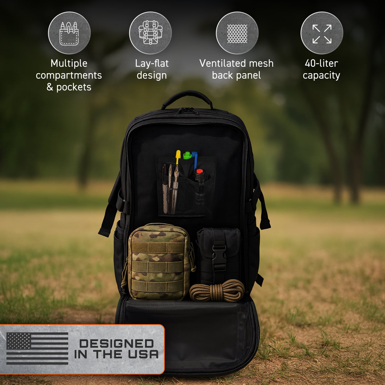 40L Tactical MOLLE Backpack – Bug-Out, Range, Hunting, Hiking, and Military Pack