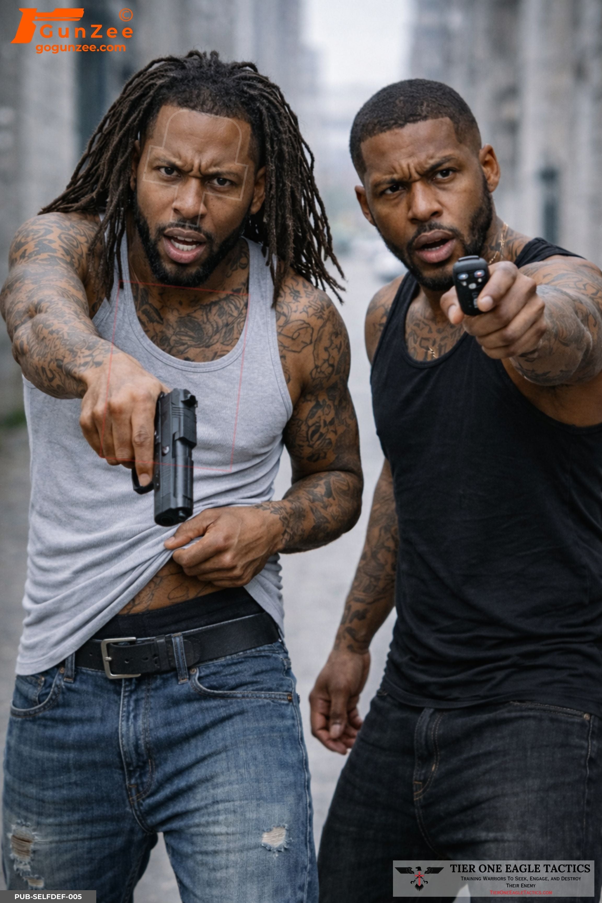 Urban Street Two-Man Armed Confrontation Shooting Target