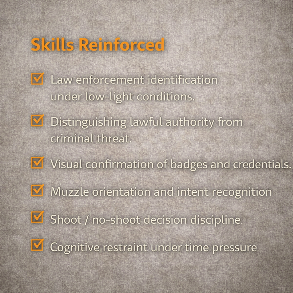 Low-Light Badge Presentation – Plainclothes Officer Identification Scenario