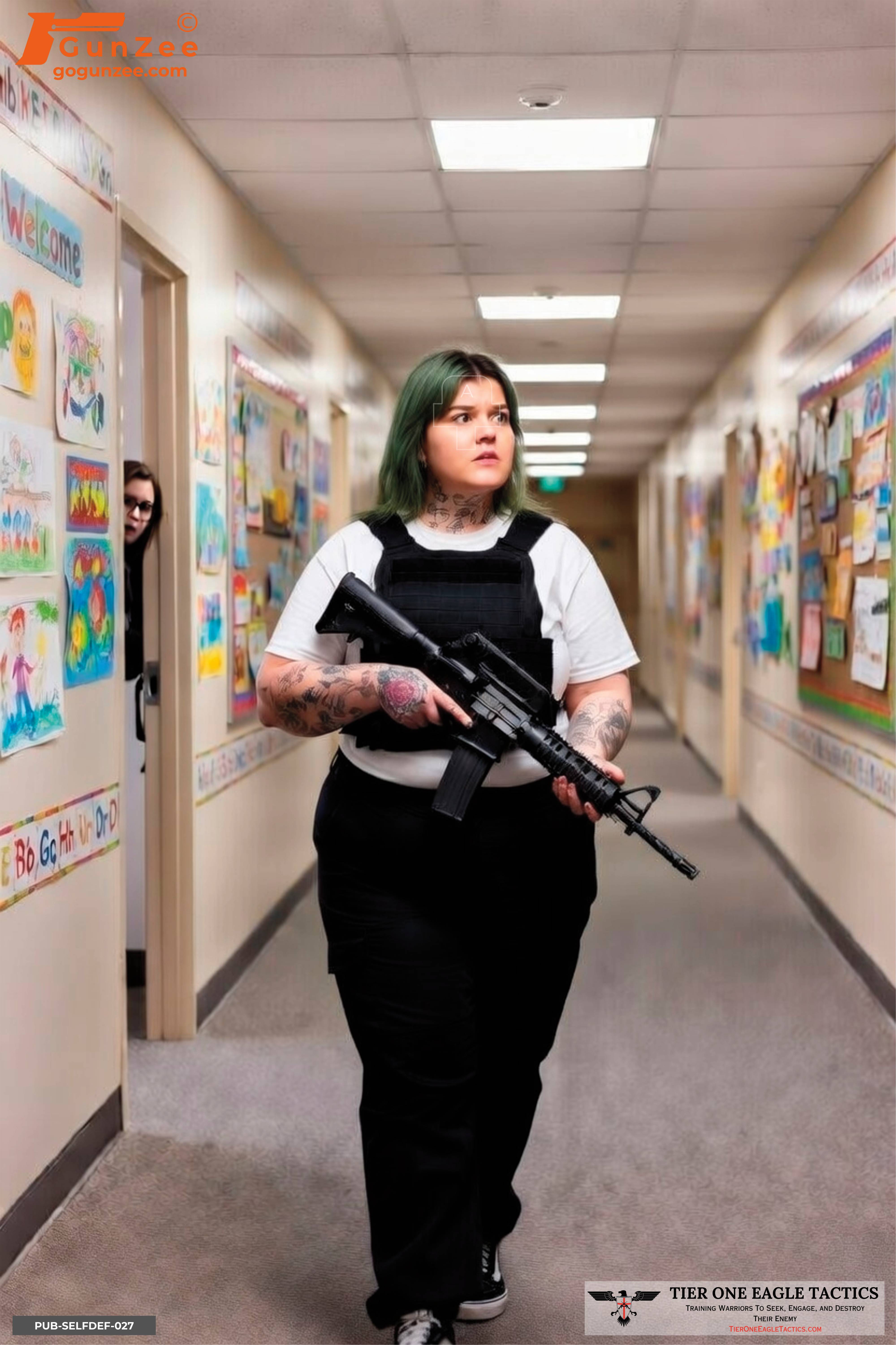 Hallway Threat Civilian in the Doorway Shooting Target [24" x 36"] — included in the 150-Target Training Pack