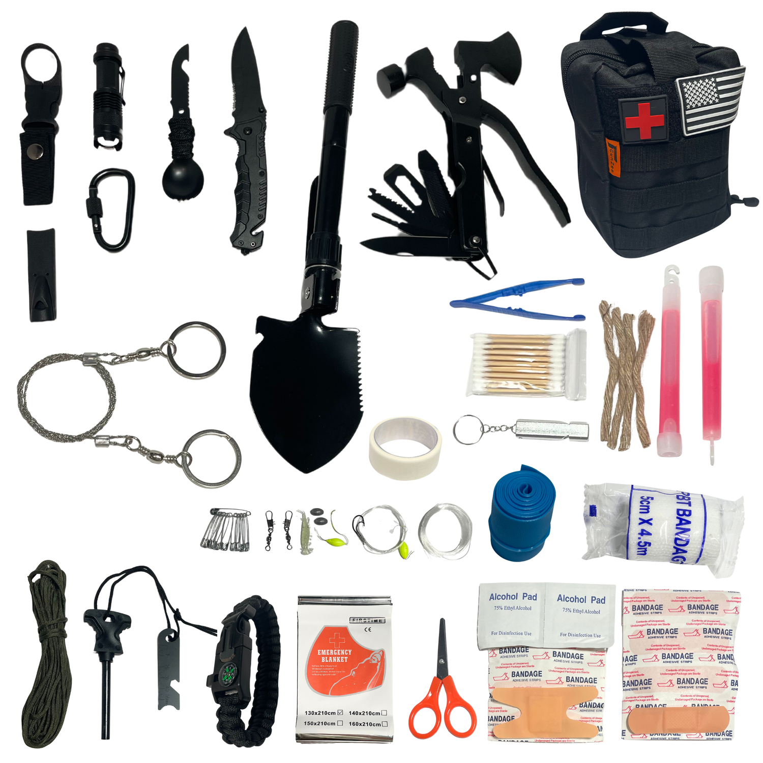 Survival Kit, 250Pcs Survival Gear First Aid Kit with Molle System Compatible Bag